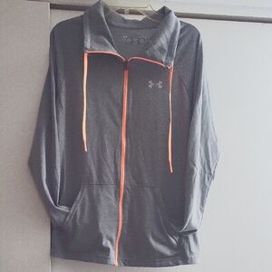 Under Armour Gray Zip Up with Orange Trim